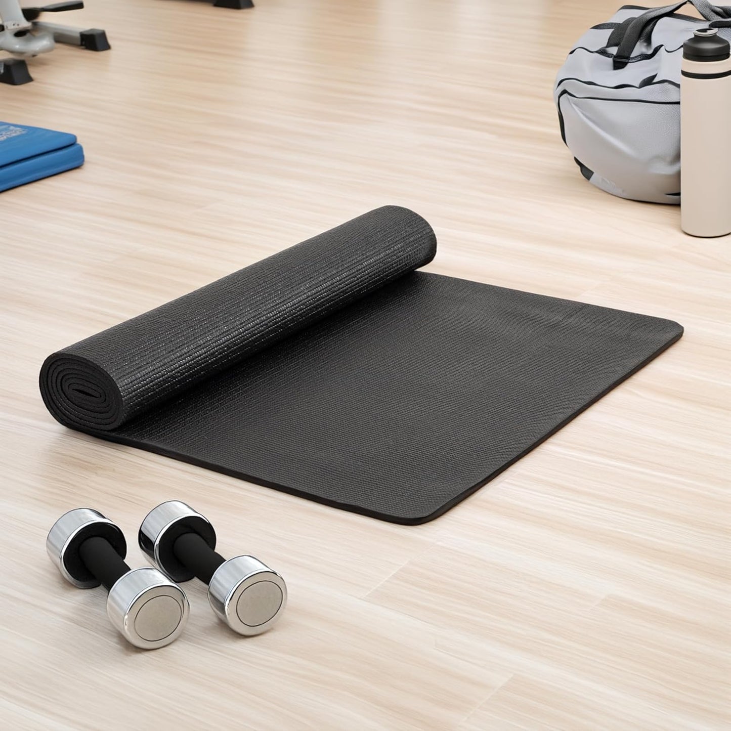 Yoga Extra Thick Fitness & Exercise Mat with Carrying Strap, High Density Anti-Tear