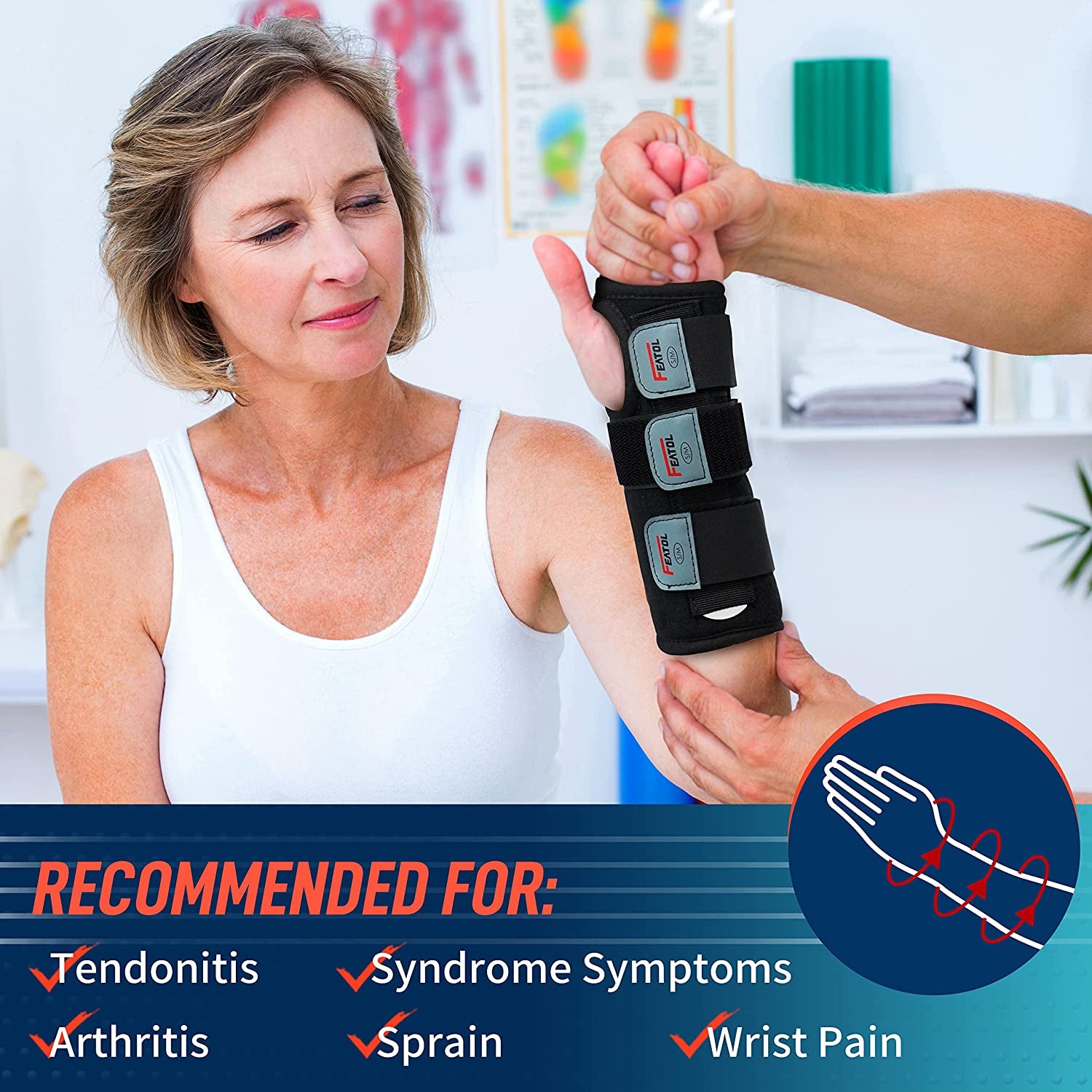 Wrist Brace Hand Brace, Pain Relief Support -Tendonitis, Arthritis, Sprain, Right Hand, Small/Medium