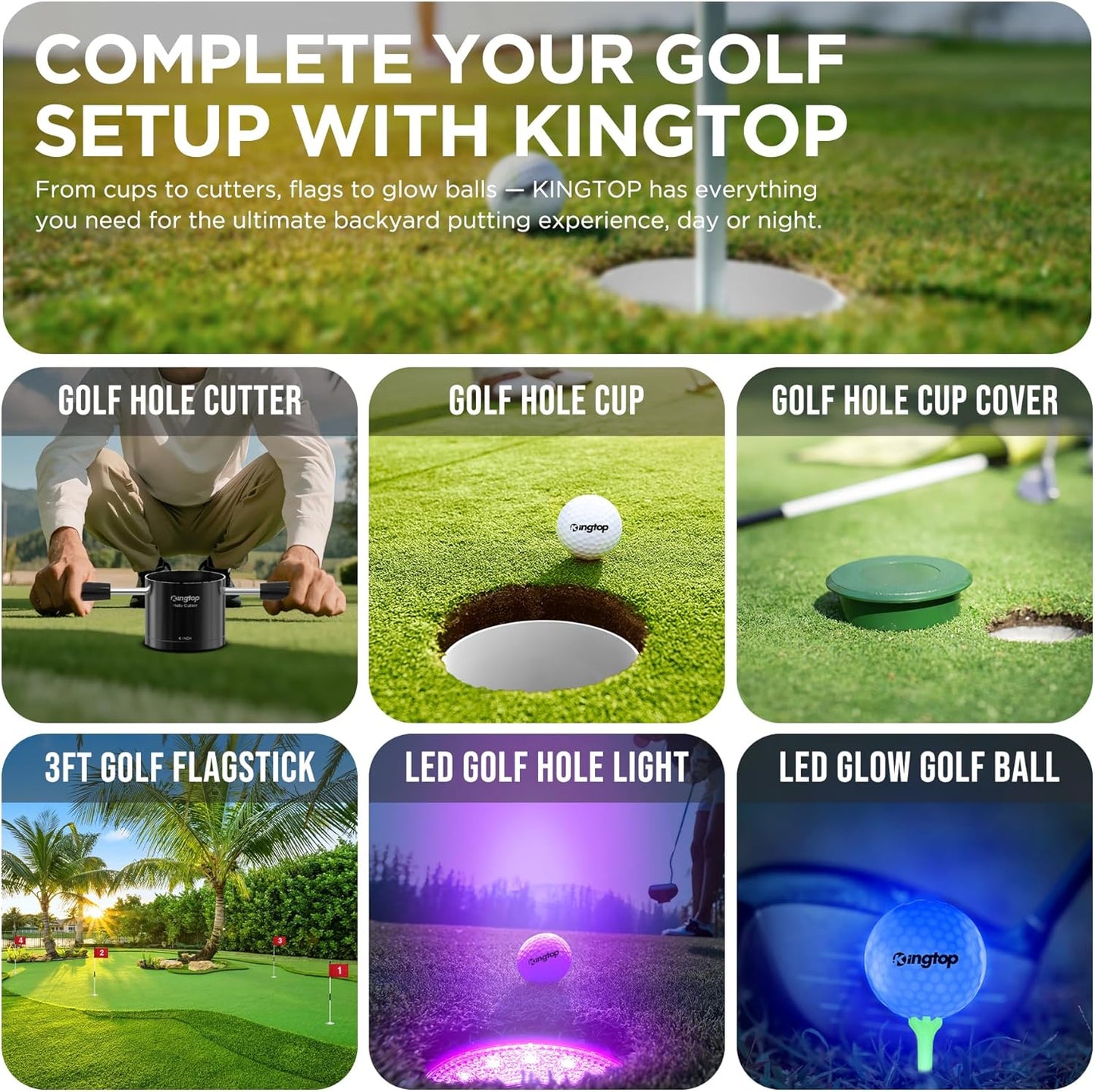 Golf Hole Cup – Fit PGA/USGA Regulations, Golf Accessories for Backyard Practice Putting Green, 4 Inches and 6 Inches Available
