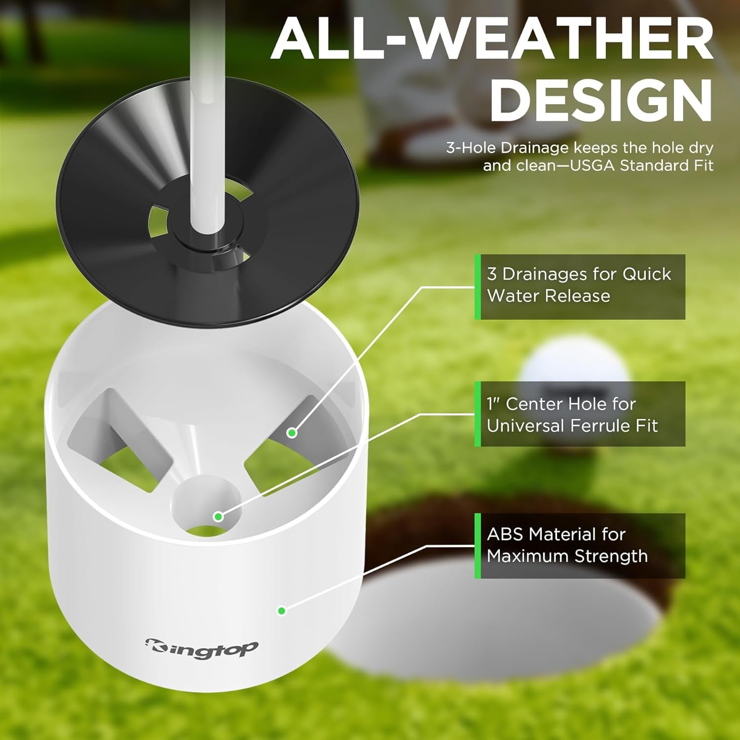 Golf Hole Cup – Fit PGA/USGA Regulations, Golf Accessories for Backyard Practice Putting Green, 4 Inches and 6 Inches Available