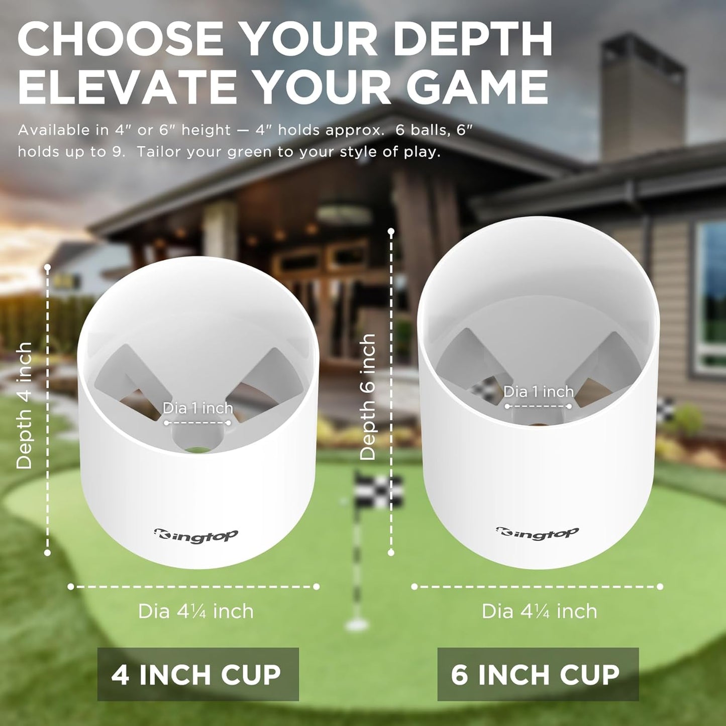 Golf Hole Cup – Fit PGA/USGA Regulations, Golf Accessories for Backyard Practice Putting Green, 4 Inches and 6 Inches Available
