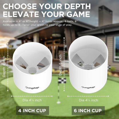 Golf Hole Cup – Fit PGA/USGA Regulations, Golf Accessories for Backyard Practice Putting Green, 4 Inches and 6 Inches Available